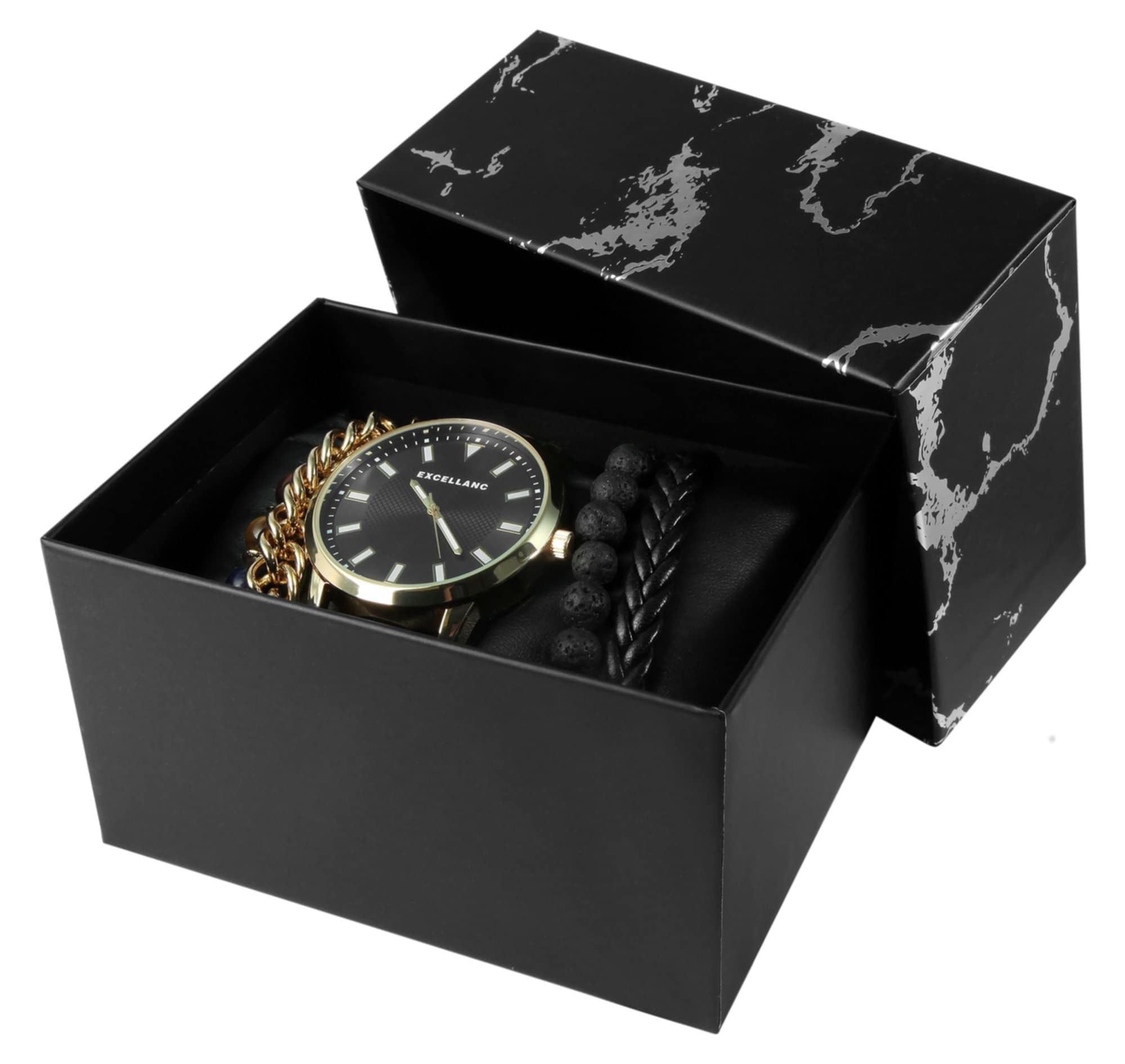 Set cadou barbati Excellanc , ceas si 3 bratari Set cadou barbati Excellanc , ceas si 3 bratari